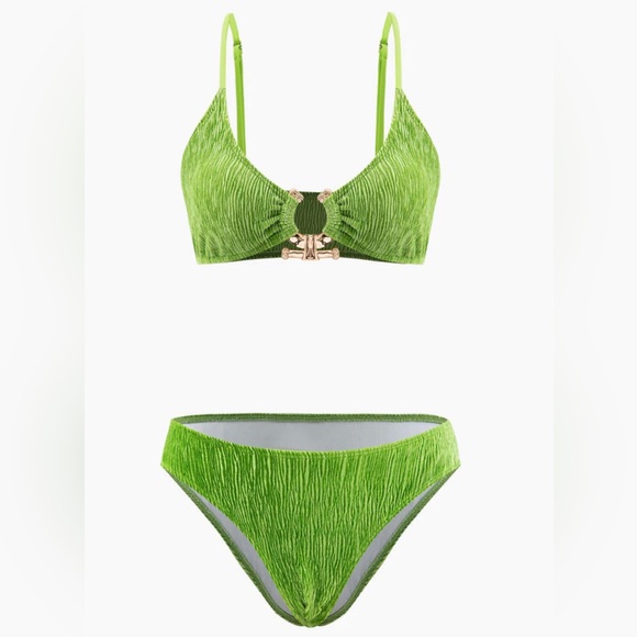 green 3 piece swim set velvet - Picture 3 of 6